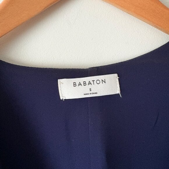 Aritzia Babaton Wrap Wallace Mini Dress Navy Blue Size Small - Picture 5 of 6